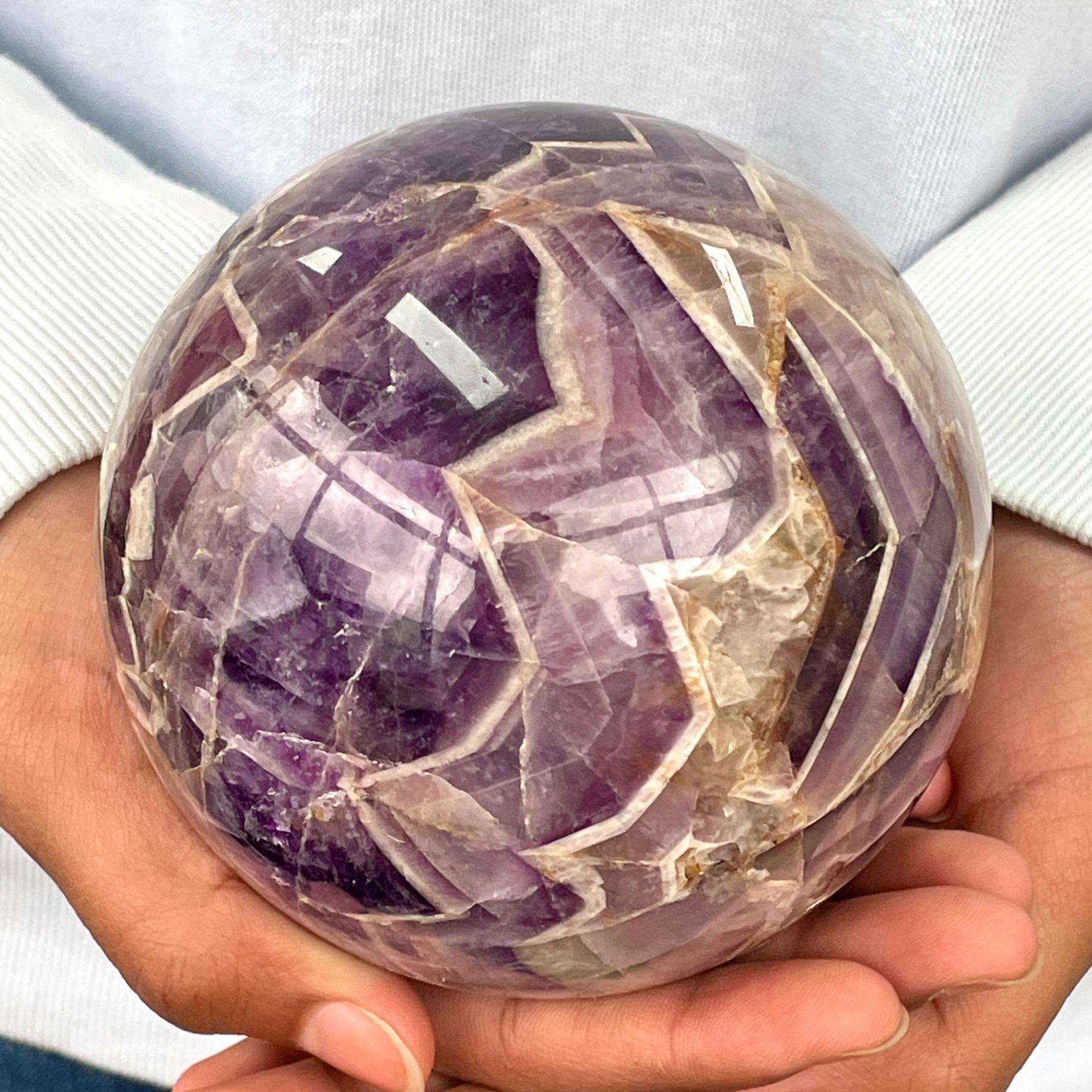 Chevron Amethyst Sphere - Large 10cm N01 Chevron Amethyst Sphere - Large 10cm N01